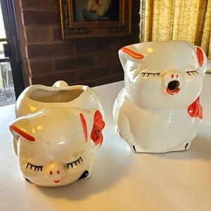 Shawnee Pig Cream and Sugar Bowl 1950's
